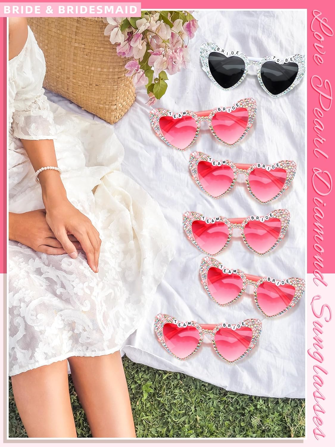 6 Pcs Bride Sunglasses Bachelorette Sunglasses Party Favors for Bridesmaids for Wedding Party Bride