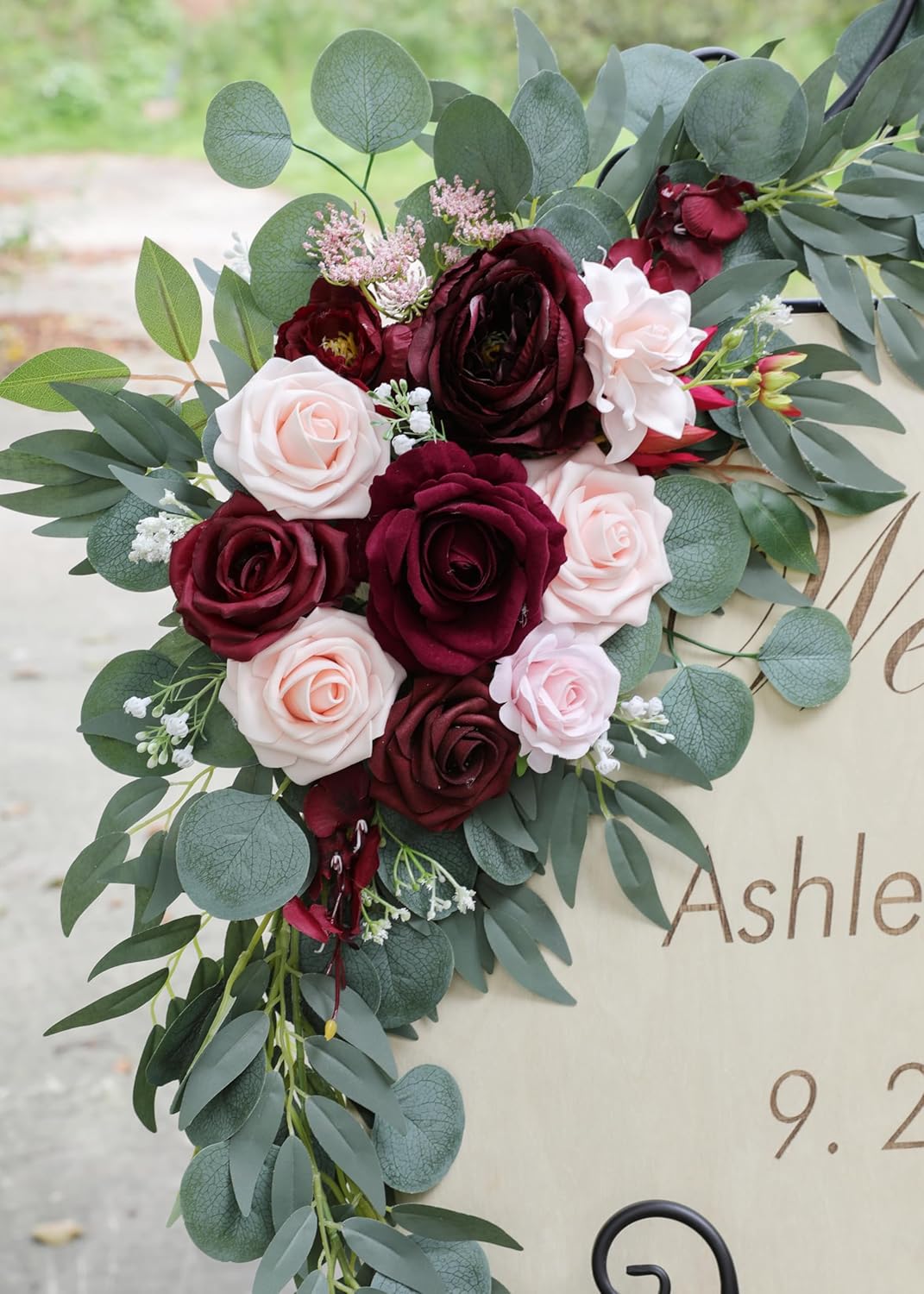 ponatia Wedding Arch Flowers (Pack of 2), Artificial Burgundy Wedding Flowers for Wedding Welcome