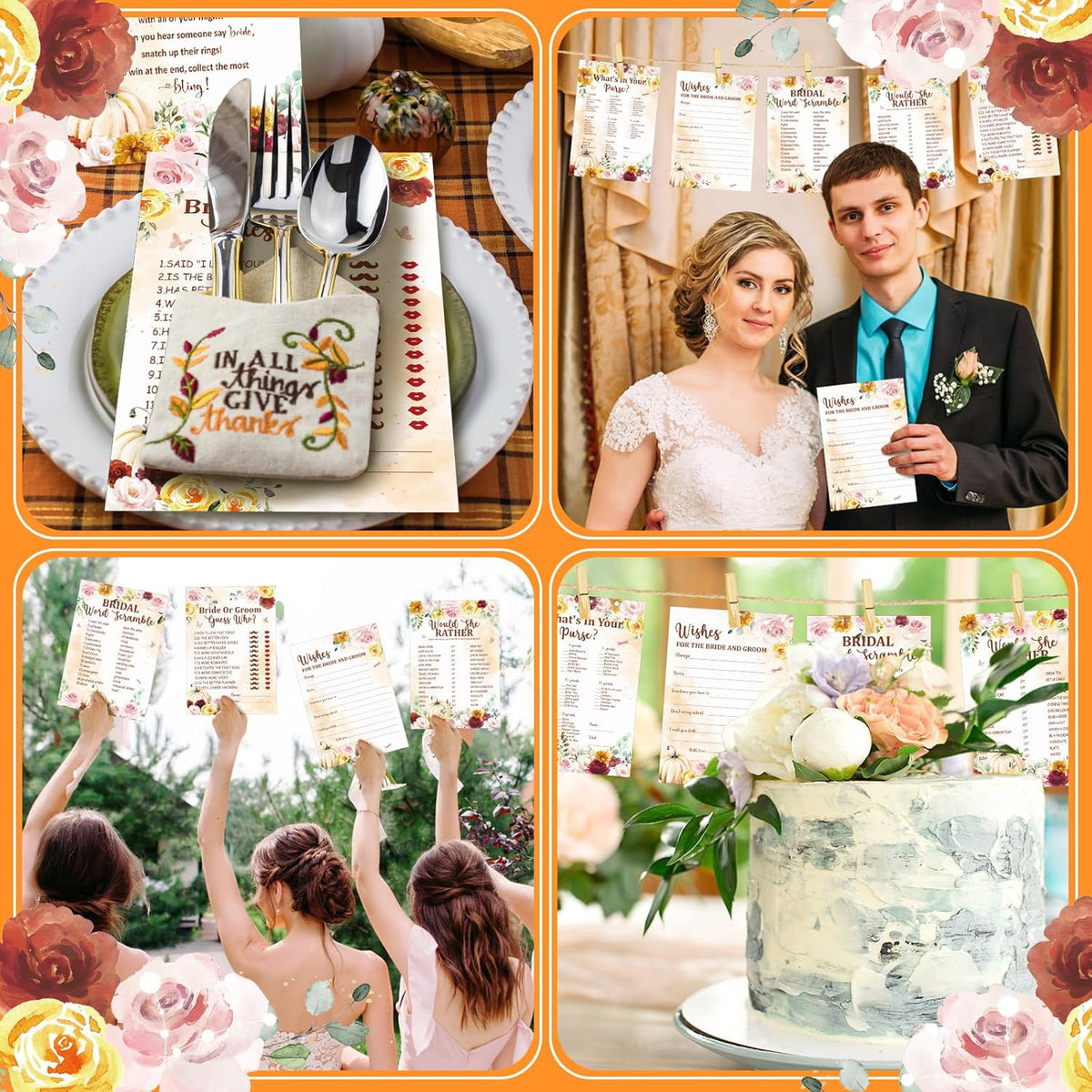 Estune 331 Pcs Bridal Shower Games Supplies, 5 Sets 250 Pcs Wedding Cards 1 Put a Ring on It Bridal