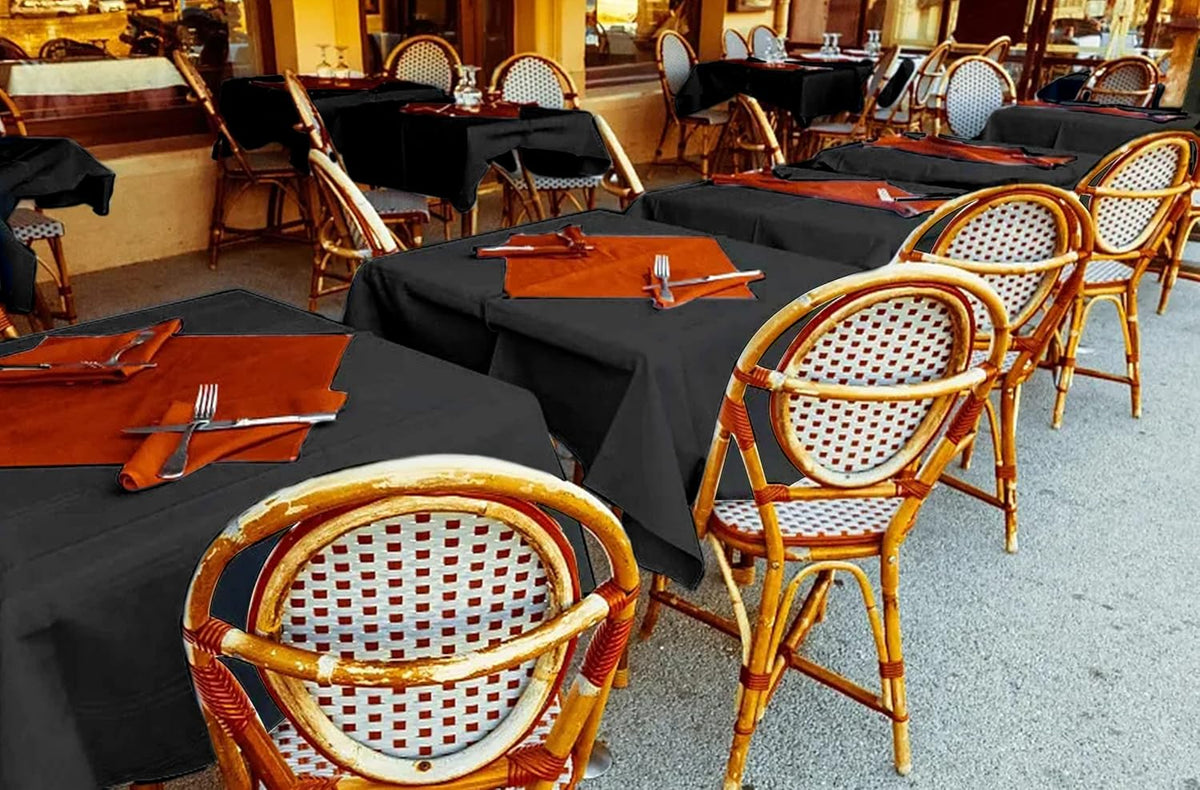 6 Pack Black Square Tablecloths - 52 x 52 Inch, Polyester Table Cover for Square Table, Stain and