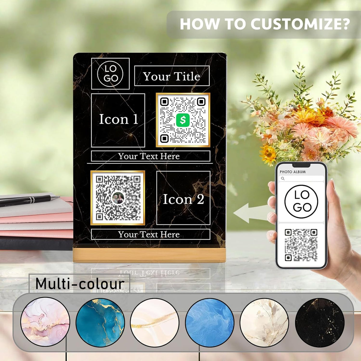 Personalized Custom Metal QR Code Sign Venmo Cashapp Scan to Pay with Stand Instagram Facebook