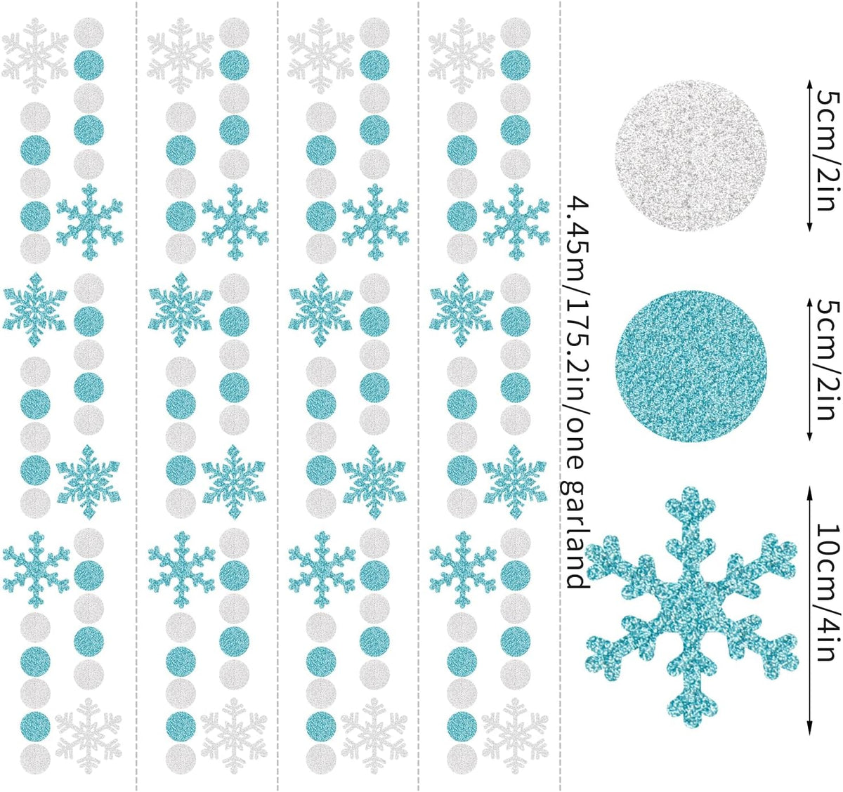 Snowflake-Snow Teal-Silver Christmas Party-Decorations Garland - 58Ft White Winter Wonderland