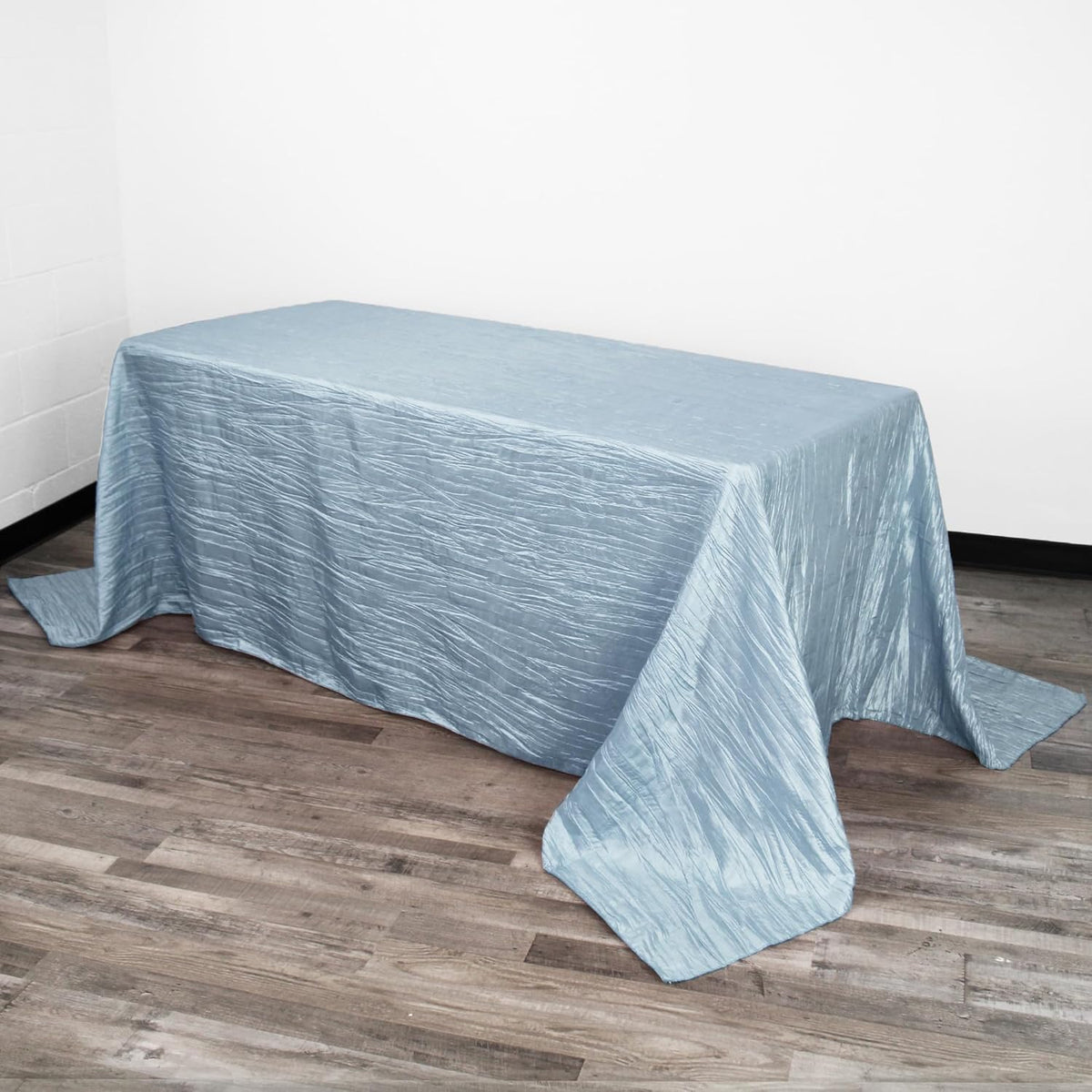 YOUR CHAIR COVERS - 90 x 156 inch Rectangular Crinkle Taffeta Tablecloth - Light Blue, Rectangle