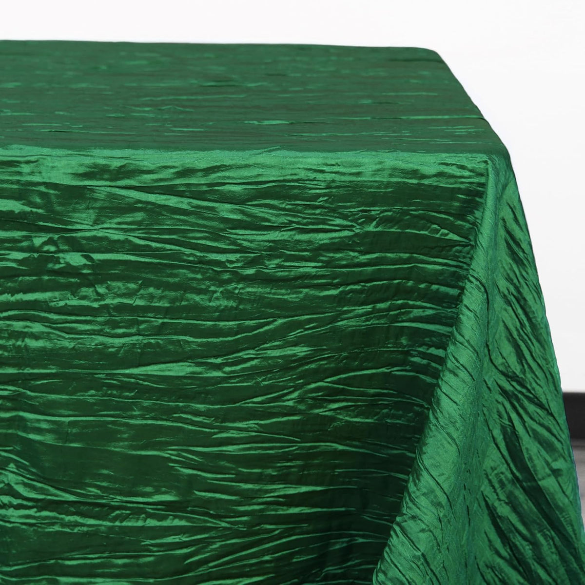 YOUR CHAIR COVERS - 90 x 132 inch Rectangular Crinkle Taffeta Tablecloth - Hunter Green, Rectangle