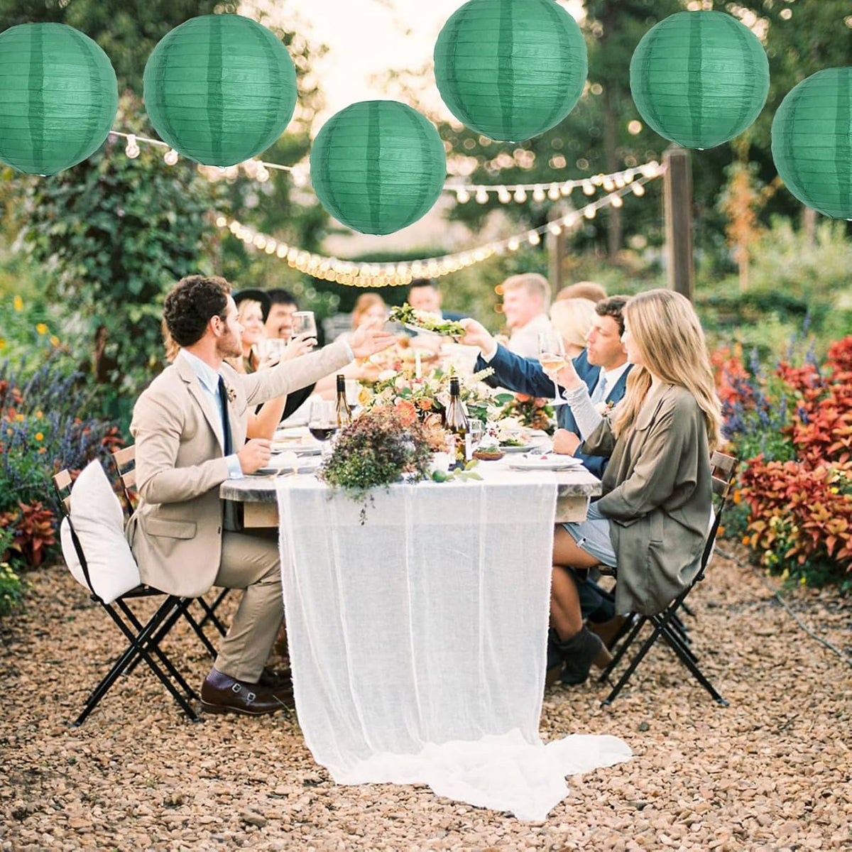 BEISHIDA 12-Inch Green Round Paper Lanterns Hanging Decorative Chinese Paper Lanterns Lamp for