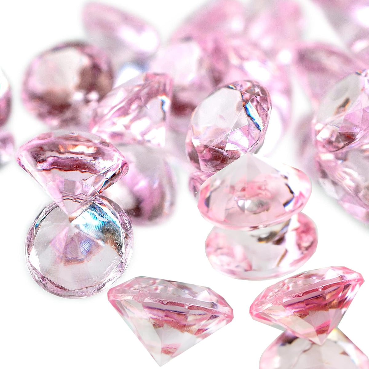 HappyFiller 250 PCS Pink Acrylic Crystals Gems 20 mm Fake Diamonds Party Favors Confetti Wedding