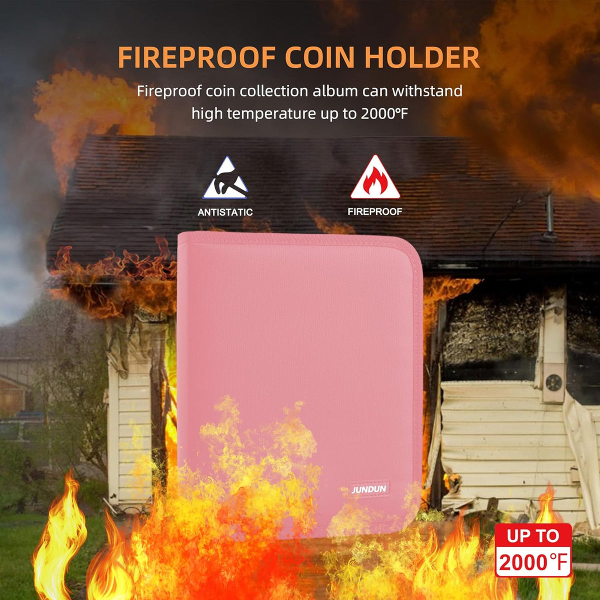 Coin Collection Book for Collector,260 Pockets Fireproof Coin Collection Holder Album,Coin