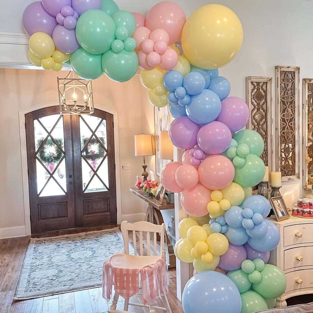 Pastel Balloons,12 Inch Macaron Pink Purple Blue Yellow Green Colorful Confetti Balloons Assorted