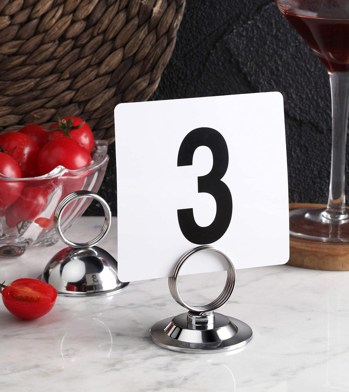 New Star Foodservice 23398 Ring-Clip Table Number Holder/Number Stand/Place Card Holder, Set of 12