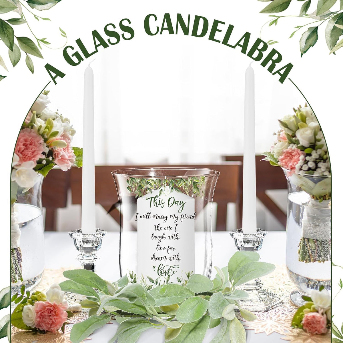 Irenare Unity Candles with Holder for Wedding Ceremony Wedding Decortions Accessories Glass Candle