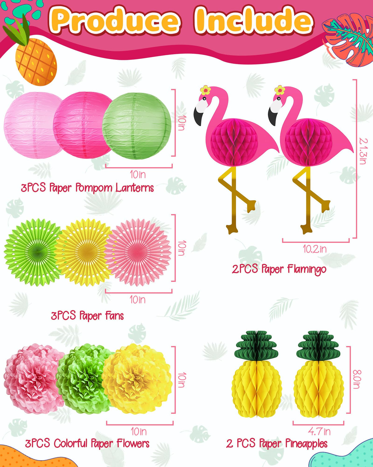 Flamingo Hawaiian Luau Party Decorations, Pool Summer Tropical Decorations