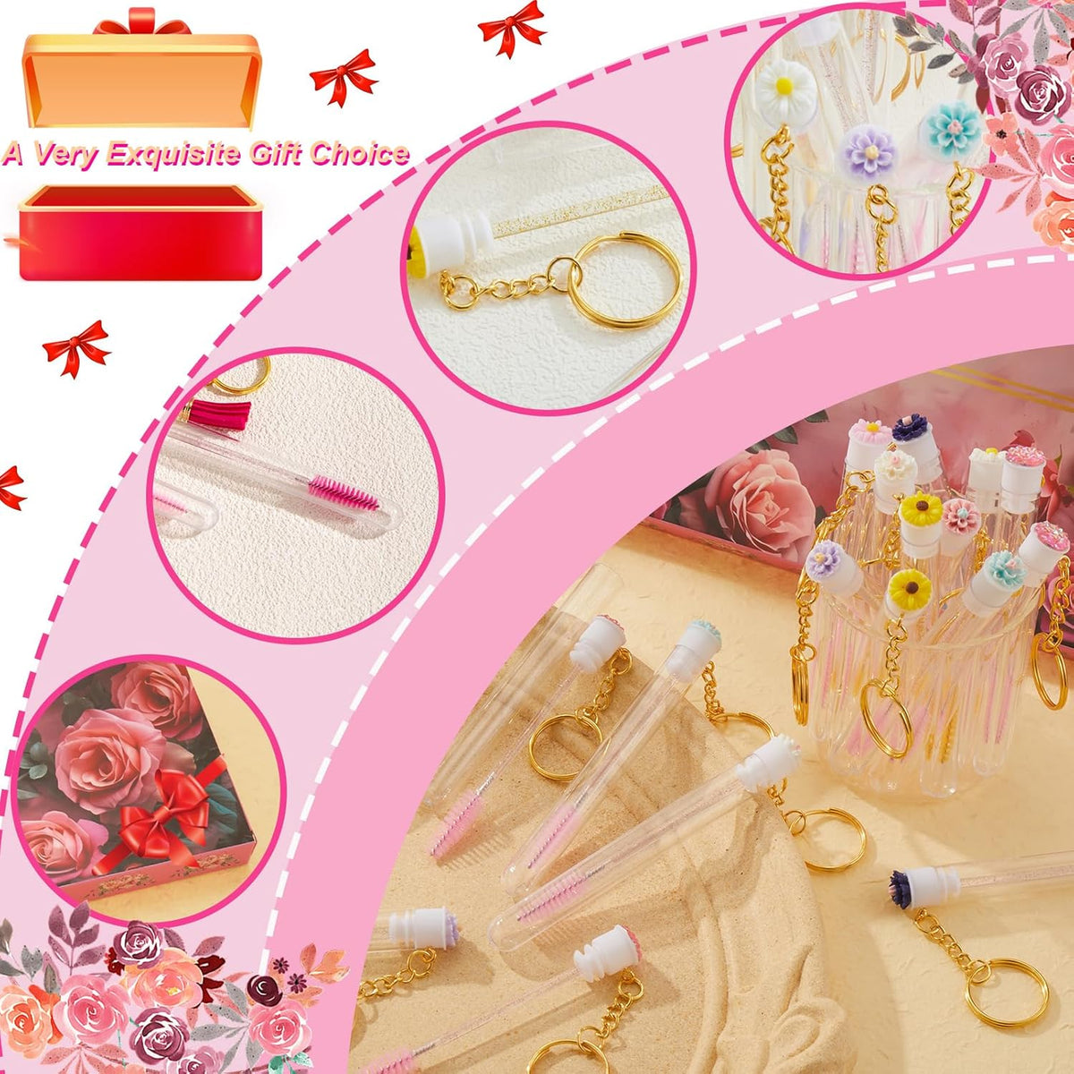 Upgrade 48 Pieces Disposable Mascara Wands Set,Include 24 Pcs Crystal Lash Spoolies Brush 24 Pcs