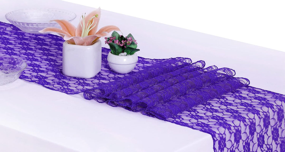 MDS Pack of 25 Wedding 12 x 108 inches Lace Table Runner for Wedding, Decorations for Birthday