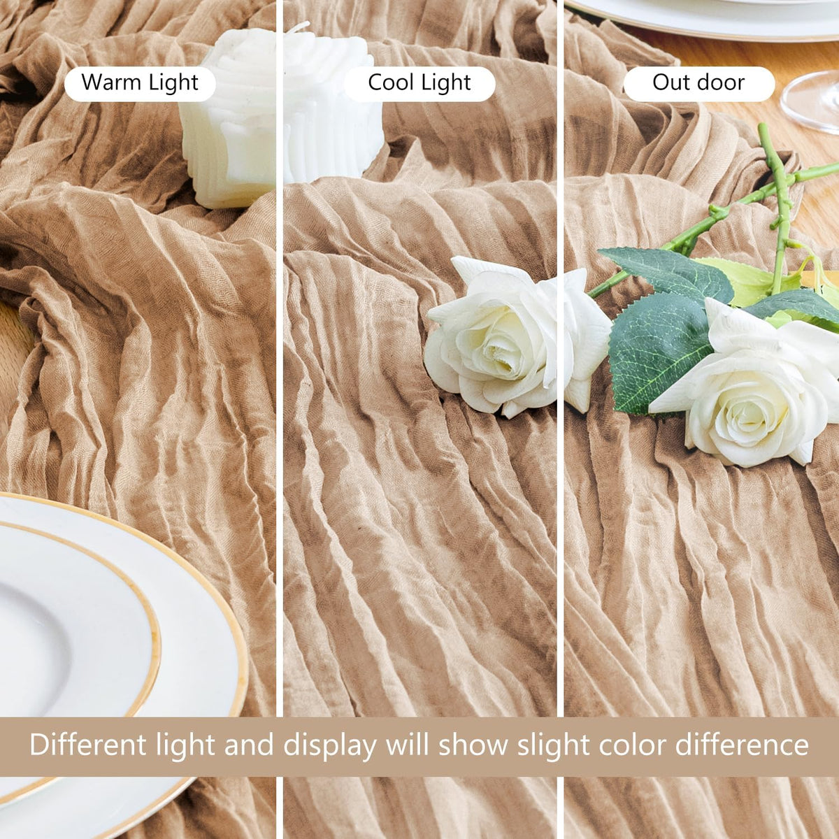 Asee'm Cheesecloth Table Runner 120 Inches Long Nude Boho Gauze Cheese Cloth Runner 10FT Rustic