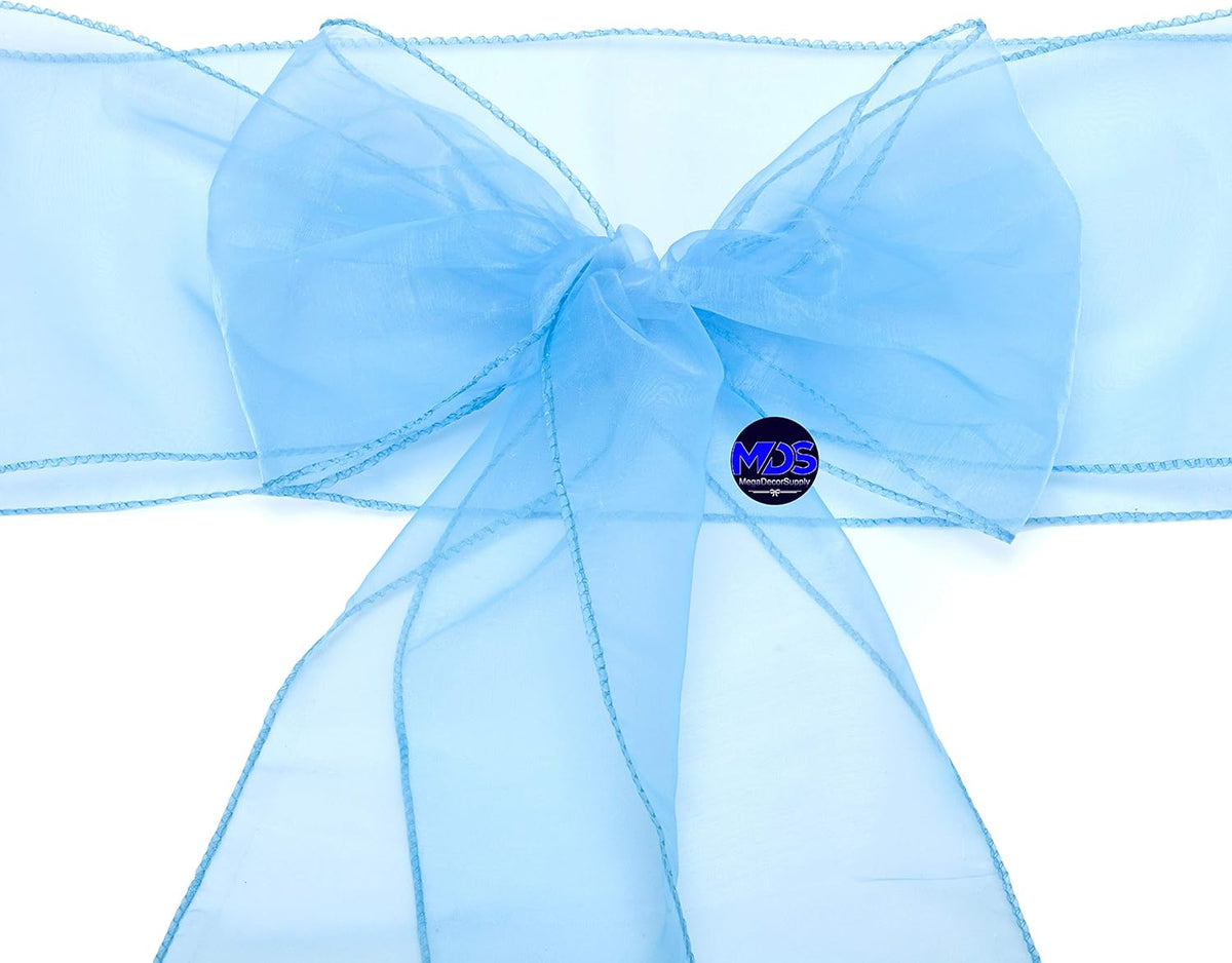 MDS Pack of 75 PCS Organza Chair Sashes Wider Dining Chair Bows Ribbon Tie Back for Wedding Party