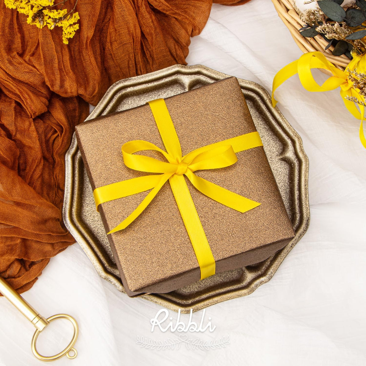 Ribbli Double Faced Maize Yellow Satin Ribbon,3/8” x Continuous 25 Yards,Use for Bows Bouquet,Gift
