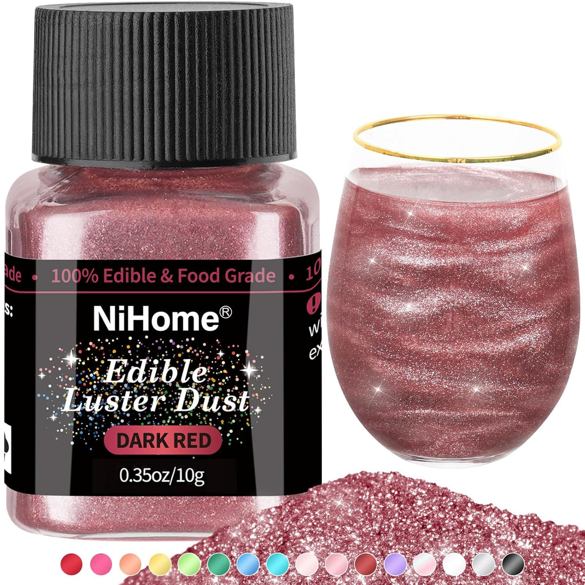NiHome Edible Food-Grade Glitter Powder Glimmer Luster Dust Metallic Fancy Food Decorating Sprinkle