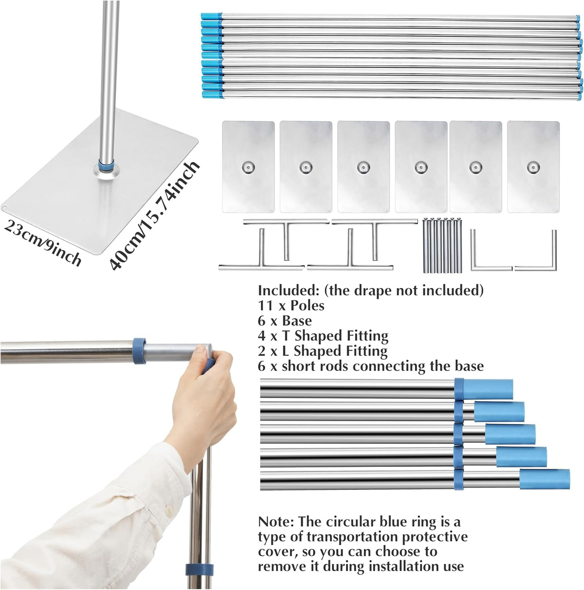 49ft*10ft Adjustable Telescopic Portable Pipe and Drape Backdrop Stand Kit Splitly, Heavy Duty