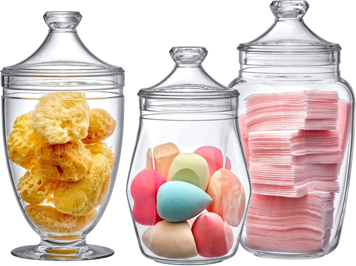 Amazing Abby - Enchant - Plastic Apothecary Jars (3-Piece Set, 46/45/59 oz), Acrylic Jars with