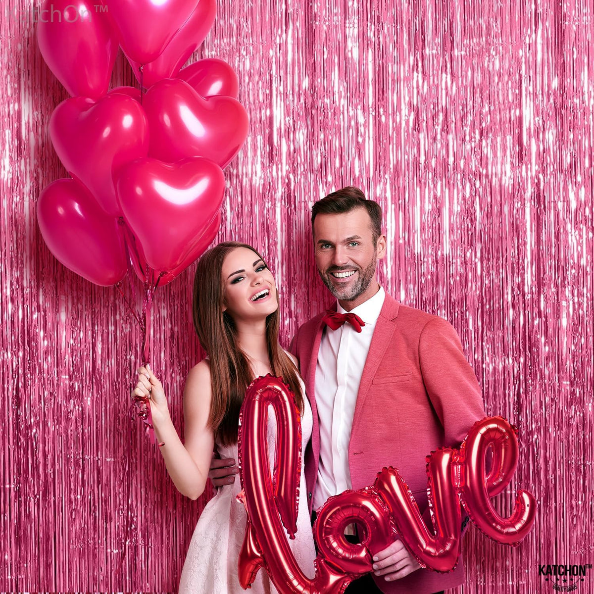 KatchOn, Pink Streamers for Pink Party Decorations - Pack of 2 | Fringe Backdrop for Birthday