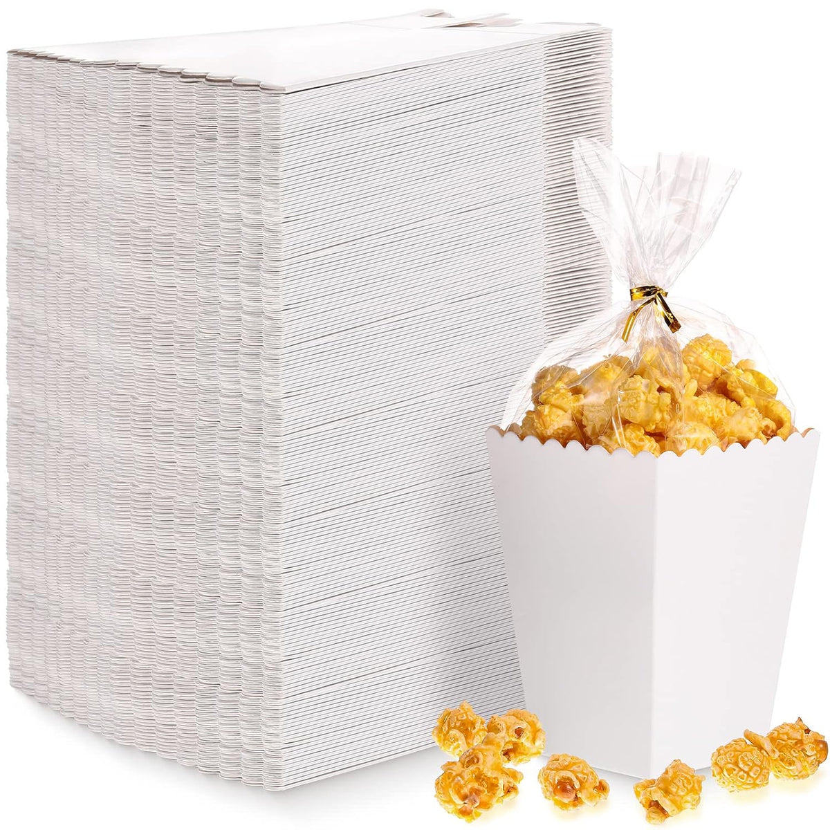400 Pcs Zopeal Mini Popcorn Boxes and Clear Treat Bag Set, Bulk Popcorn Bags Open Top Paper Popcorn