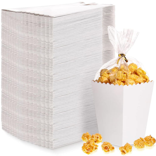 400 Pcs Zopeal Mini Popcorn Boxes and Clear Treat Bag Set, Bulk Popcorn Bags Open Top Paper Popcorn
