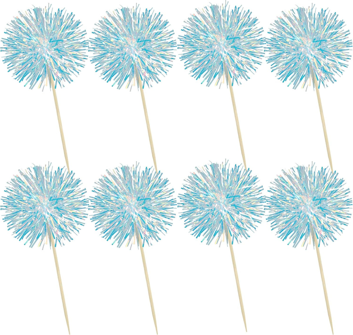 Ephlyn 30Pcs Foil Firework Cupcake Toppers Party Birthday Cake Toppers Supplies Sparkle Tinsel