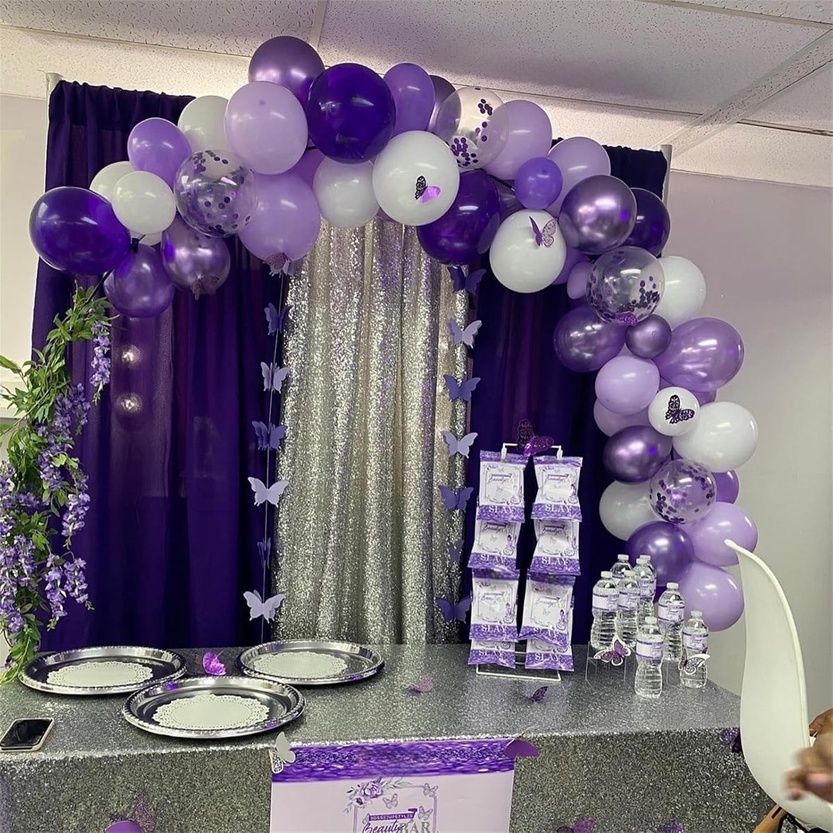 Purple and White Balloons, 30Pcs Dark Pastel Purple White Lilac Confetti Helium Balloons, Lavender