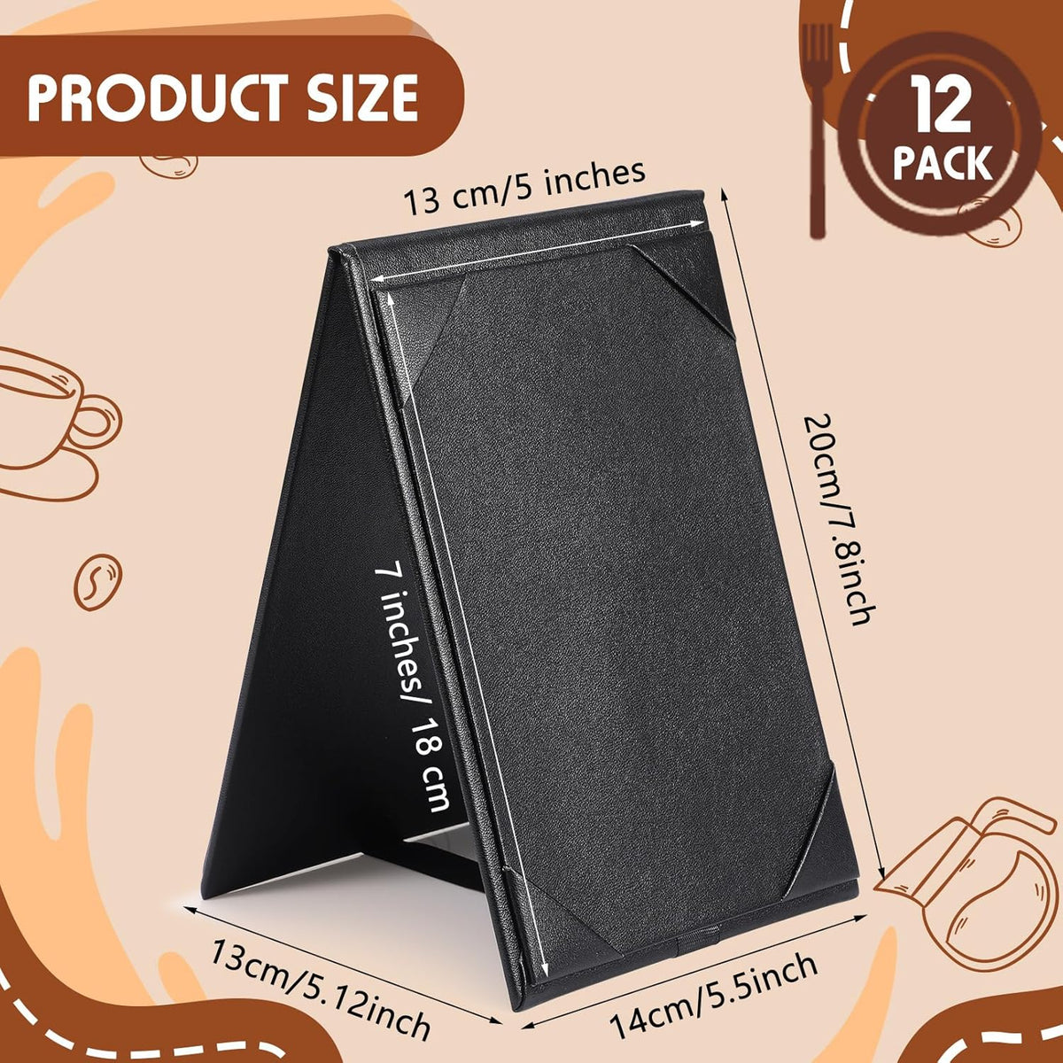 Gerrii Leatherette Table Tents Black PU Leather Menu Covers Bulk Double Sided Frame Sign Holders 2