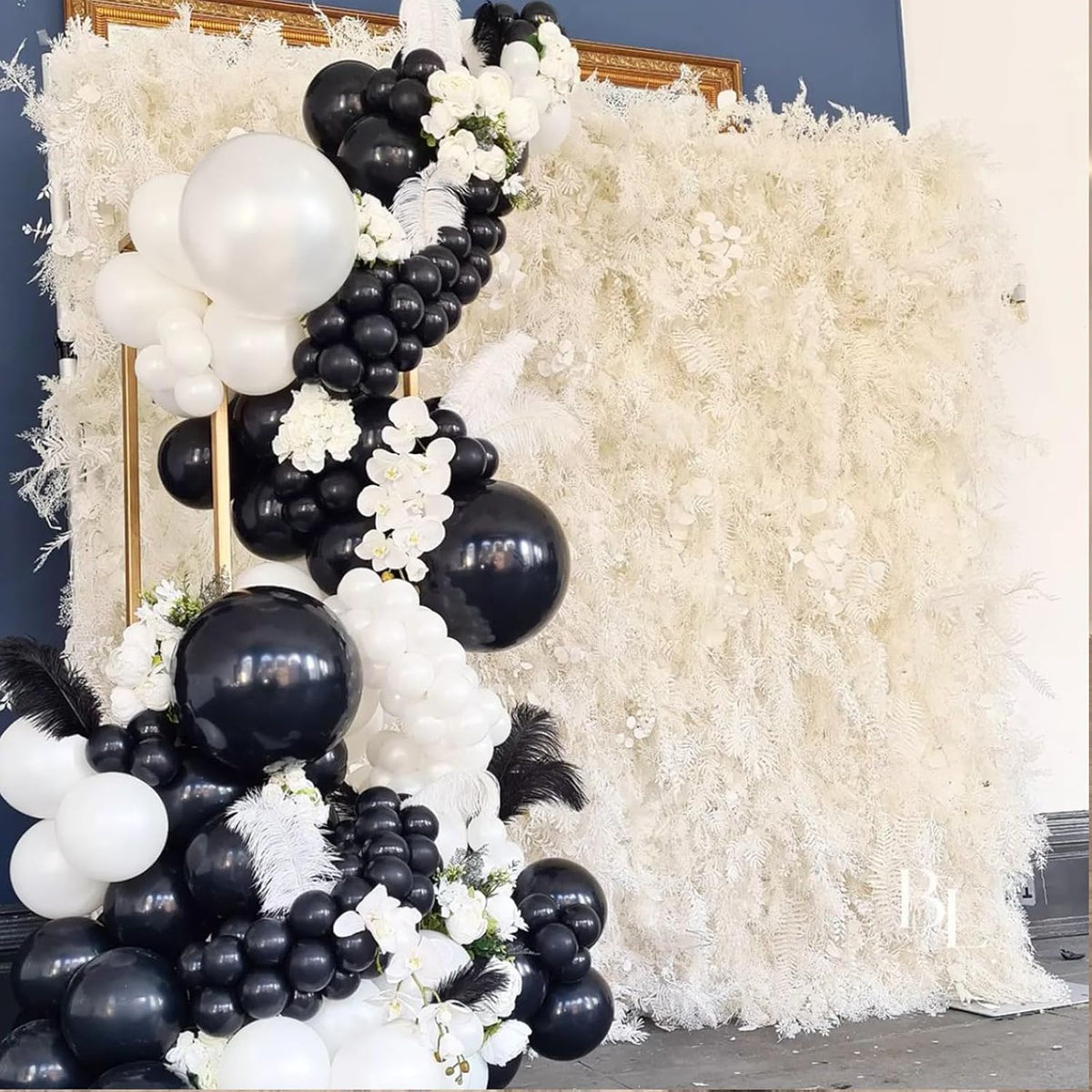 White Black Balloon Garland Arch Kit,120 Pack Matte Latex Black White Balloons for Baby Shower