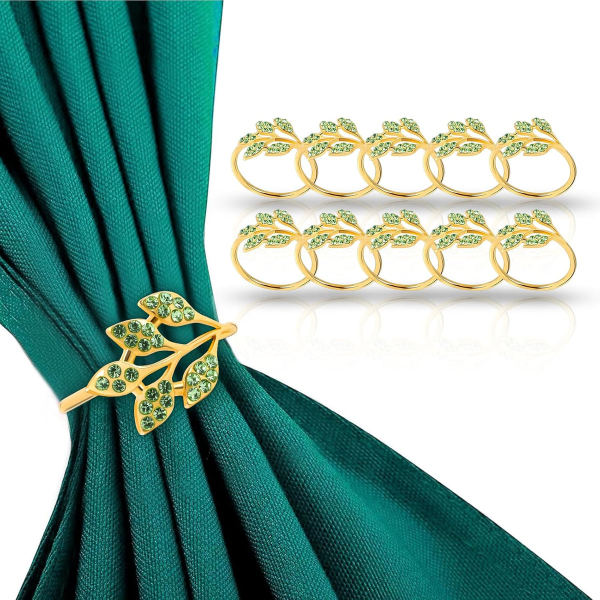 Gold Napkin Rings Set of 10,Napkin Rings Holder Buckles,Thanksgiving Christmas Napkin Ring Alloy