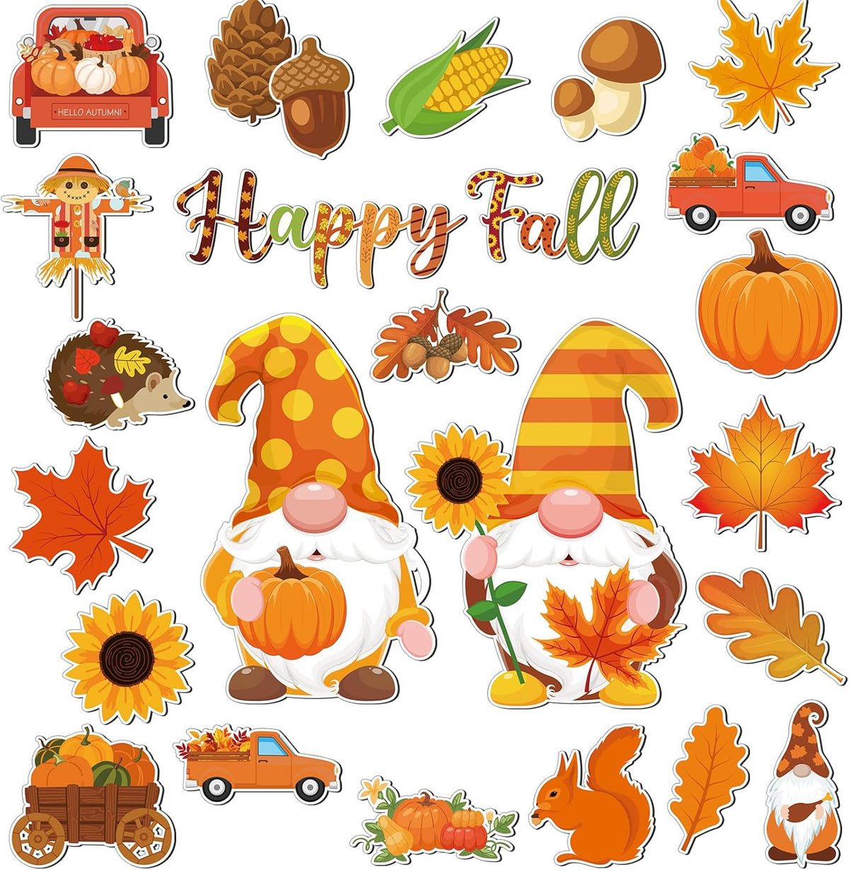 25 Pieces Happy Fall Magnets Gnome Pumpkin Fridge Magnets Fall Theme Car Refrigerator Decals