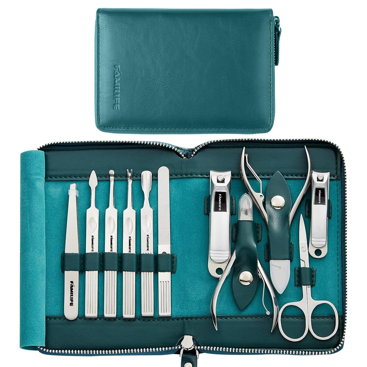 FAMILIFE Nail Kit, Professional Manicure Set Manicure Kit, 11 in 1 Stainless Steel Nail Clippers