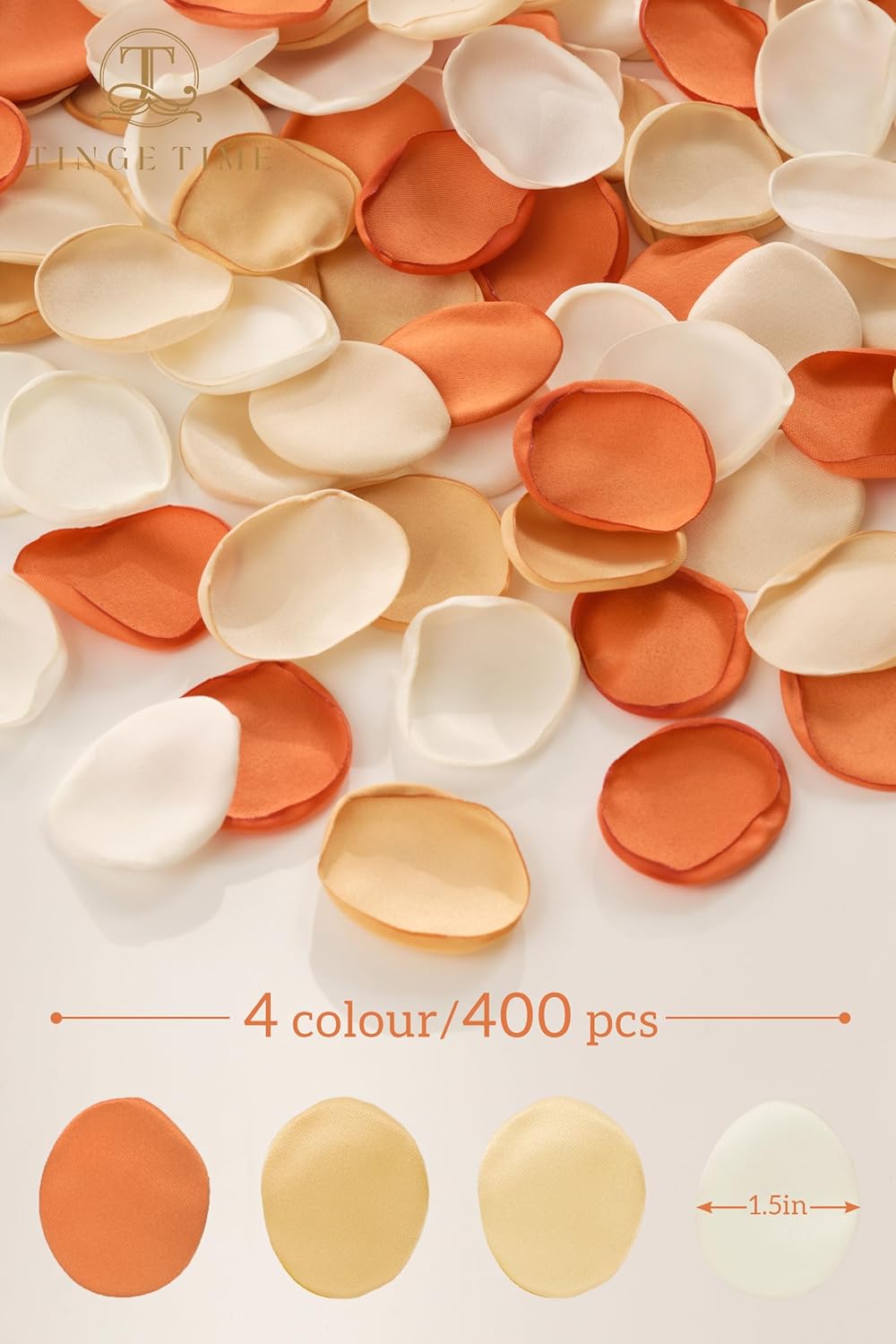 TINGE TIME 400pcs Silk Flower Petals for Wedding, Rose Petals for Decoration, Fake Flower Petals