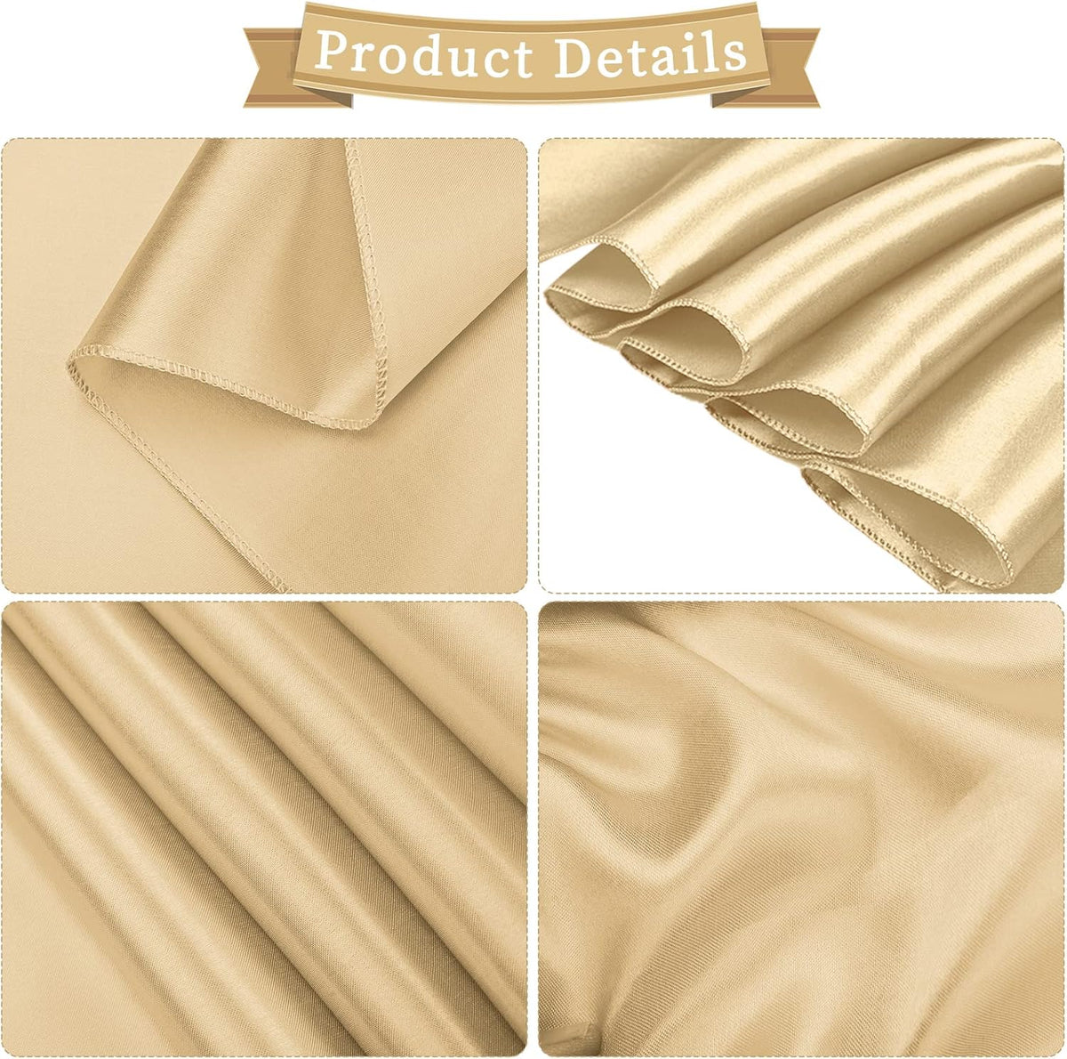 fani 120 PCS Champagne Satin Chair Sashes Bows Universal Chair Cover for Wedding Reception
