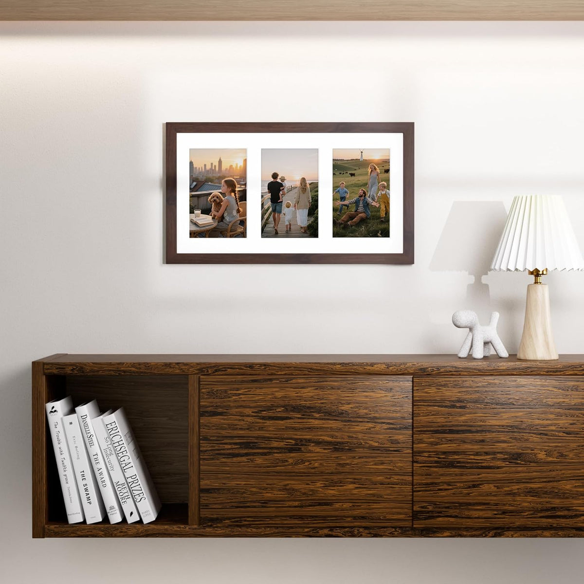 Vittanly 8x14 Picture Frames Collage, Displays 3Pcs 4x6 Pictures with Mat, Collage Picture Frame