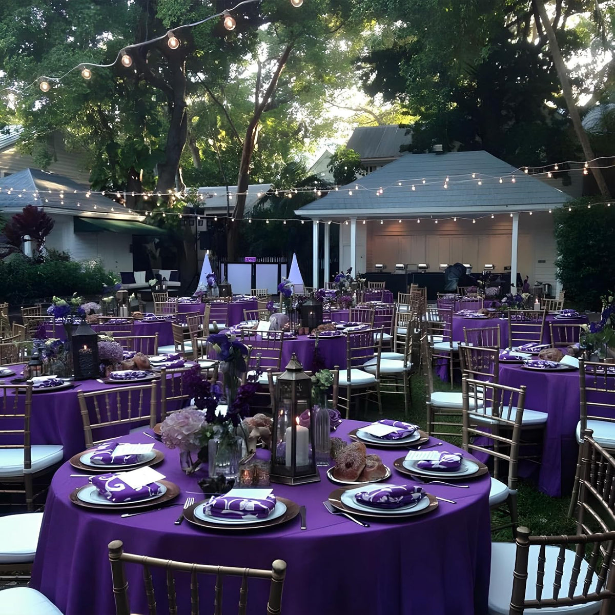 8 Pack Purple Round Tablecloth 90 Inch Stain and Wrinkle Resistant Round Purple Table Cloth
