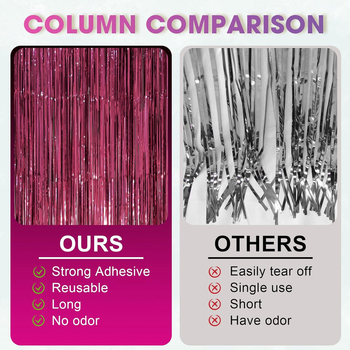 2 Pack Burgundy Foil Fringe Backdrop Curtains, Tinsel Streamers Party Decorations, Fringe Backdrop