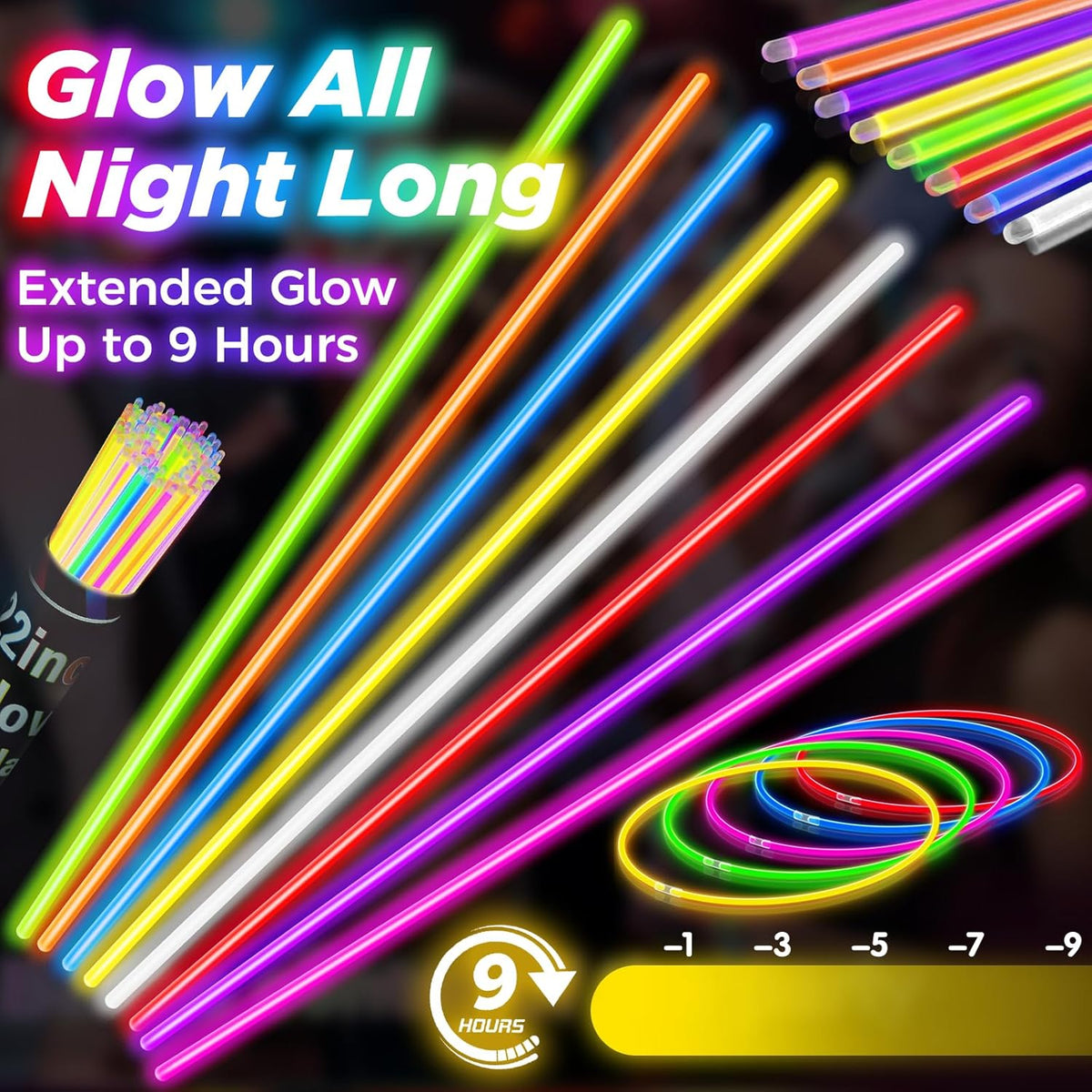 100Pcs Glow Sticks - 22 inch Glow In the Dark Sticks Party Supplies, Halloween Glow Party Pack for