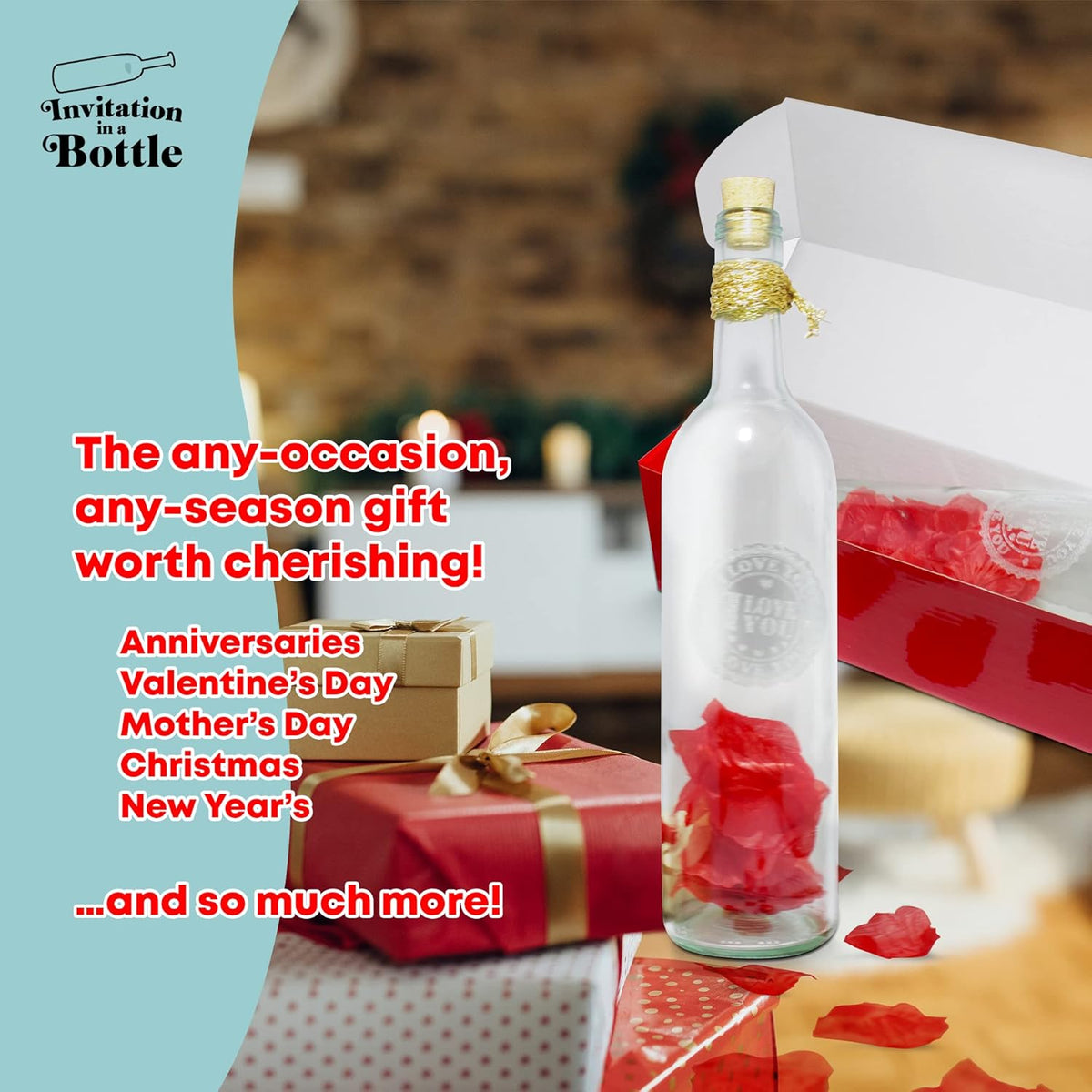 Letter in a Bottle - Valentine's Day, Anniversary or Birthday Gift for Girlfriend, Boyfriend