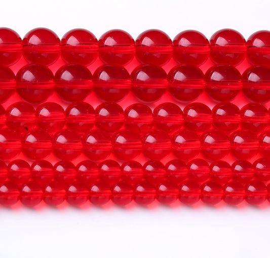 Red Glass Stone Beads Gemstone Round Crystal Energy Jade Beads Stone Beads for Jewelry Making DIY