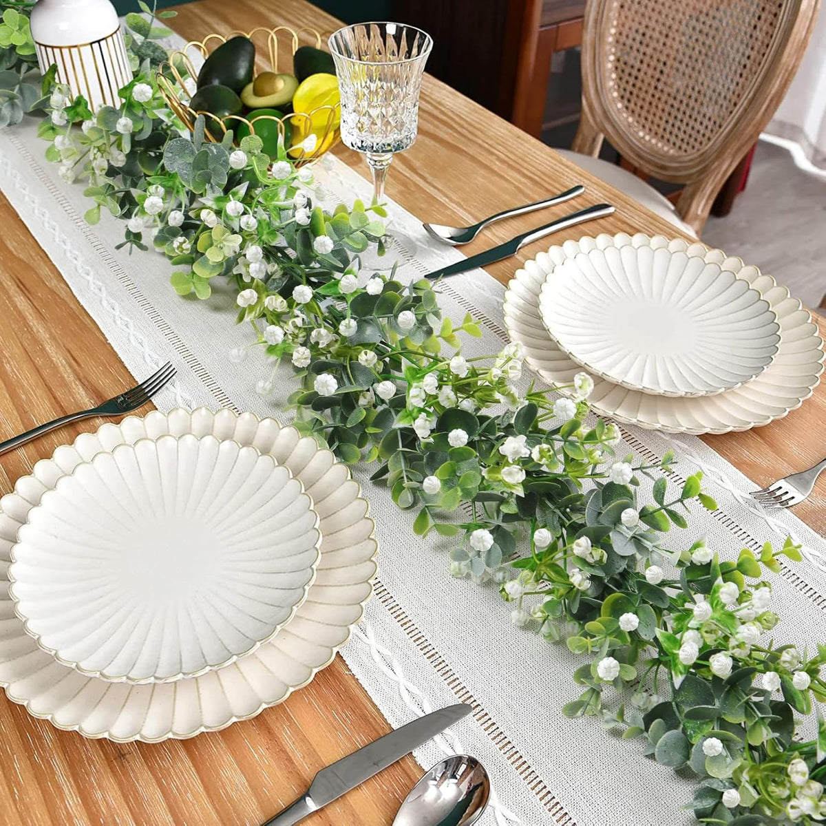 SOMYTING Artificial Eucalyptus Garland 2 Packs 6Ft Faux Eucalyptus Garlands Eucalyptus Leaves Table