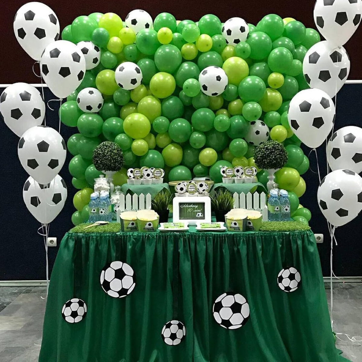 35 Pcs Soccer Ball Balloons, Black White Soccer Birthday Latex Balloons for Boys, Soccer Party