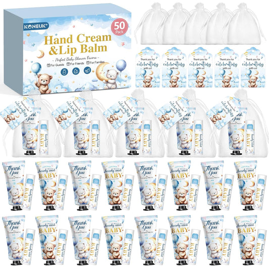 50 Pack Lip Balm and Hand Cream Bulk Gifts Sets, Baby Shower Party Favors and Bridal Shower Favors