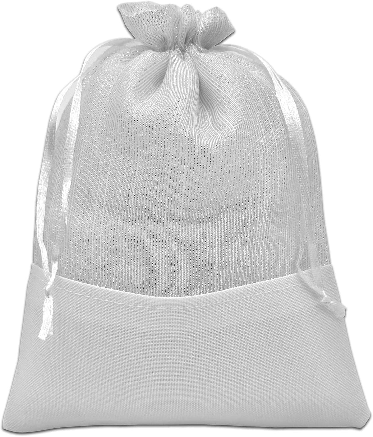 TheDisplayGuys For Your Modern Living 24-Pack Linen & White Organza Gift Bags with Drawstrings