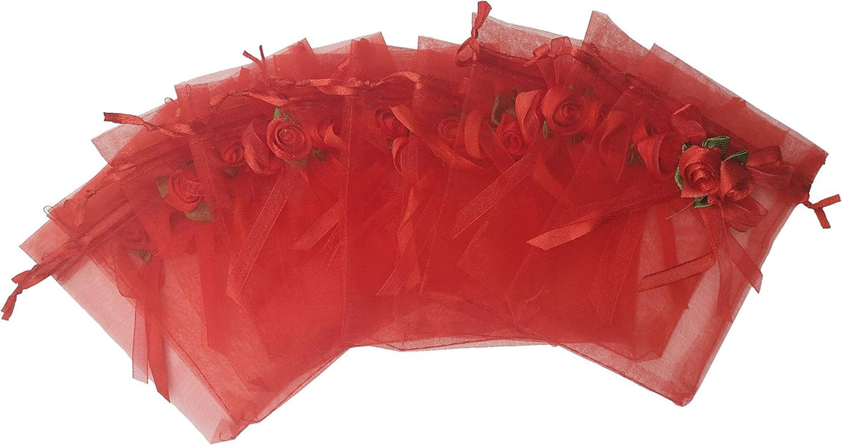 Ankirol 50pcs Sheer Organza Favor Bags For Wedding 3.8x4.8'' Gift Bags Samples Display Drawstring
