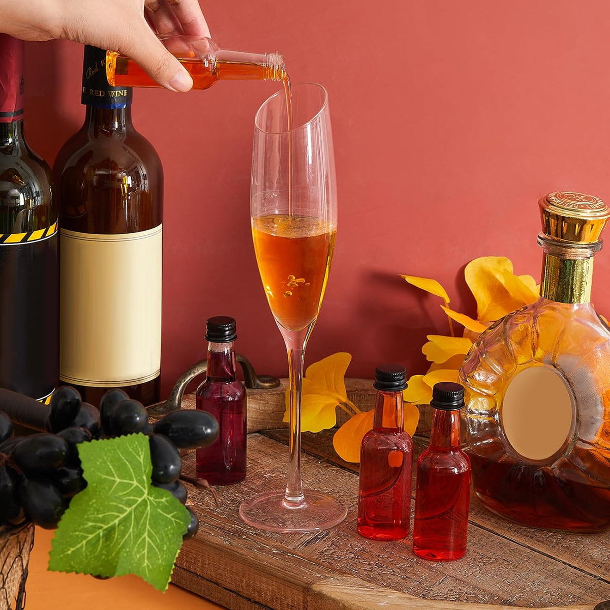 Tessco 100 Pcs Mini Liquor Bottles Plastic Mini Salad Dressing Bottle Christmas Small Shooter