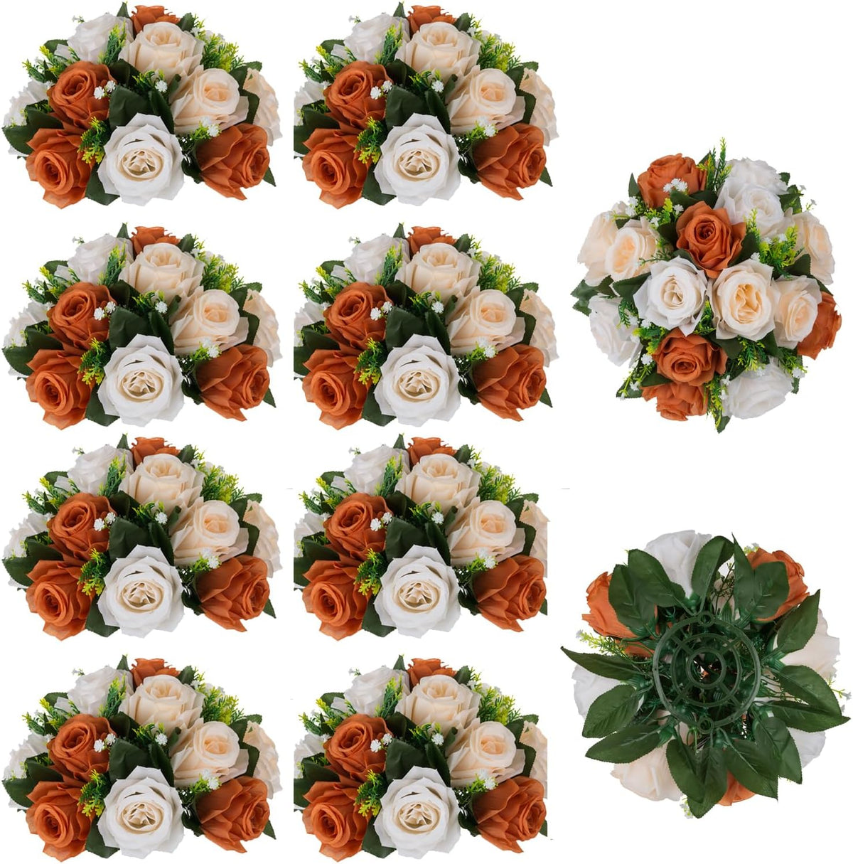 BLOSMON Flower Balls Wedding Centerpieces: 10 Pcs Terracotta Fake Rose Kissing Balls Table Decor