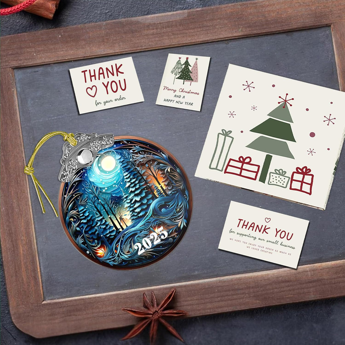 Christmas Ornaments, Tree 4 Inch Acrylic Ornament Art, Holiday Decoration, Car Interiors Decor