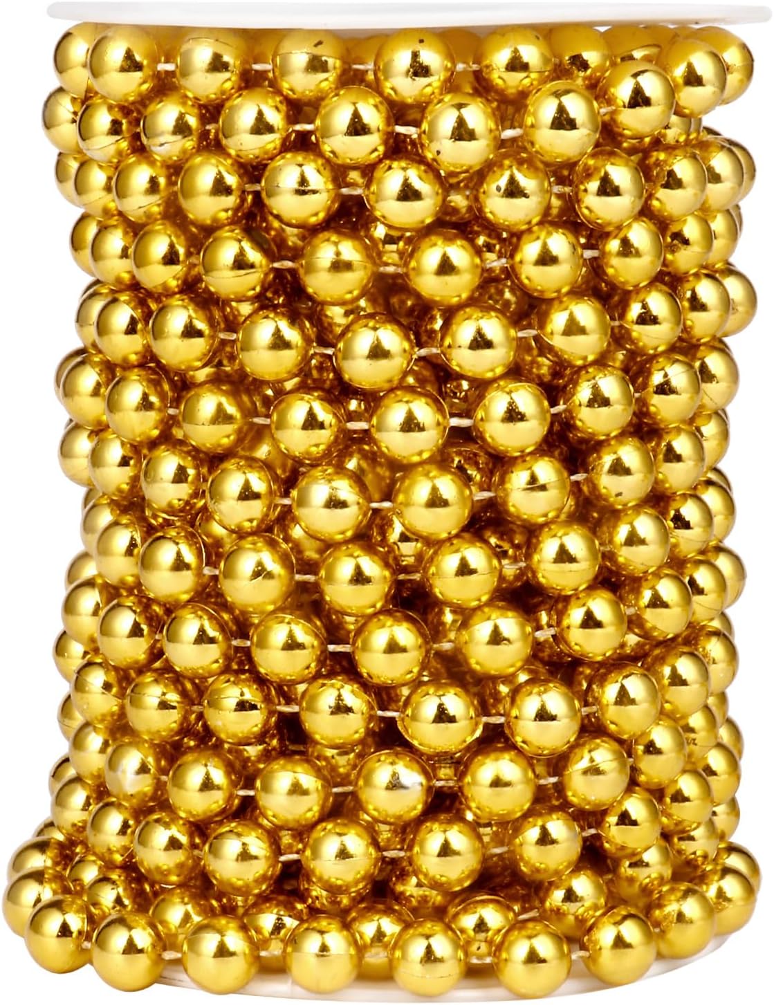 [33 Feet] Gold Pearl Beads Garland, 10MM 11 Yards Gold Faux Pearl Beads String Roll Bulk for DIY